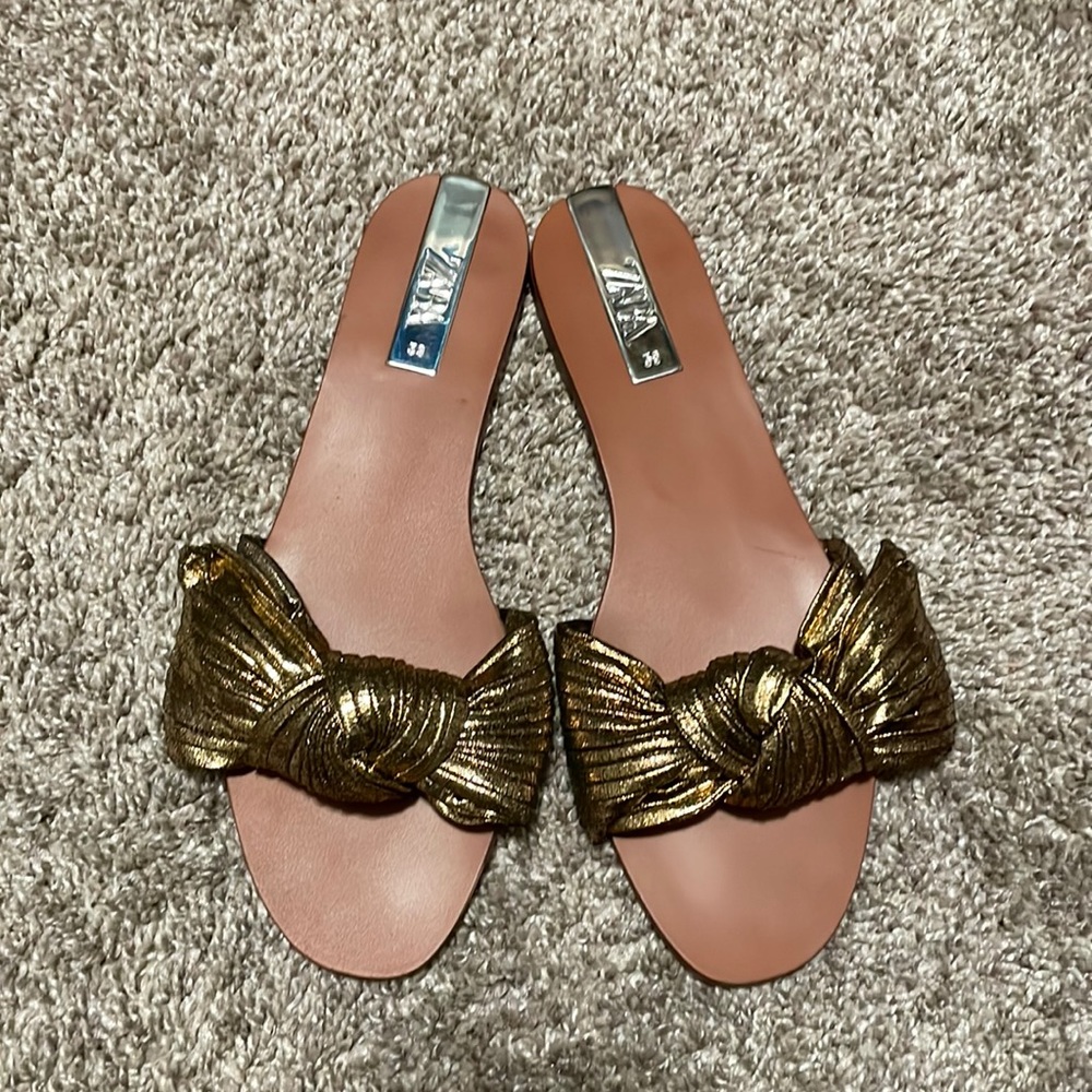Gold Bow Sandals